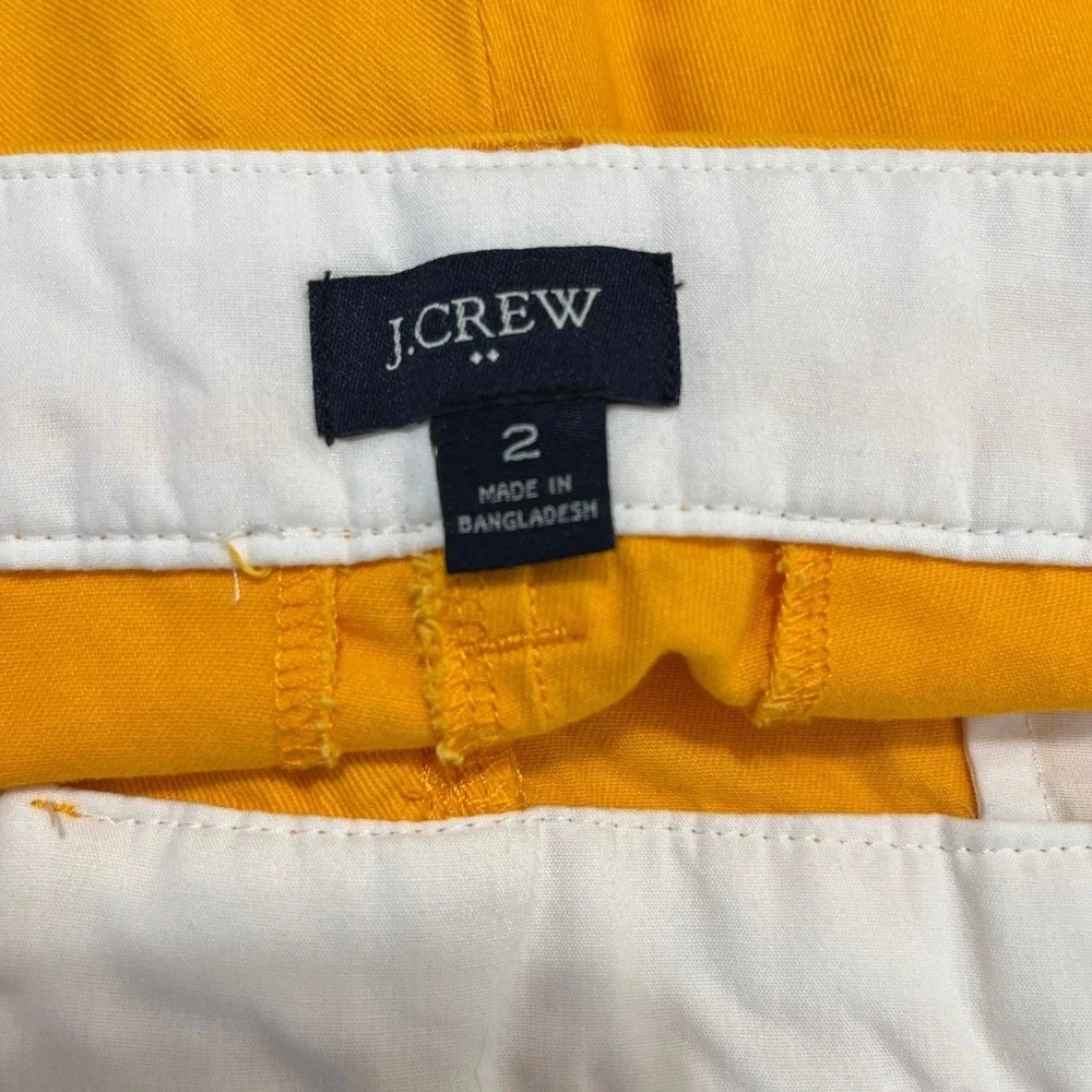 J.Crew City Fit Shorts Size 2 Yellow Cotton Blend Preppy Travel Minimalist Plain
